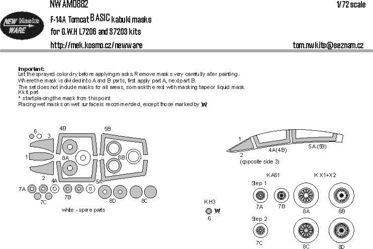 1:72 F-14A Tomcat BASIC kabuki masks