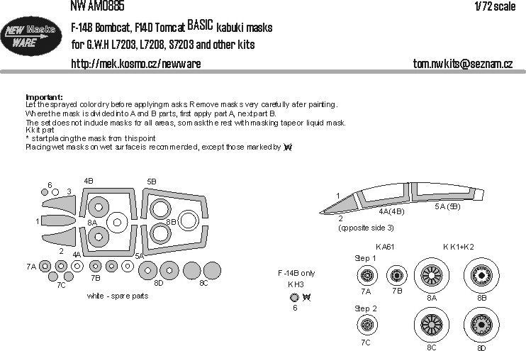 1:72 F-14B Bombcat, F-14D Tomcat BASIC kabuki masks