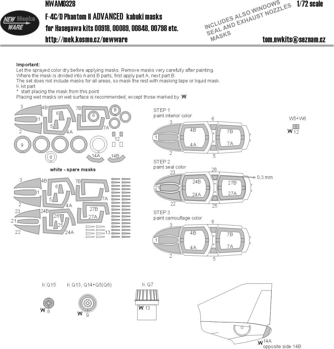 1:72 F-4C/D Phantom II ADVANCED kabuki masks