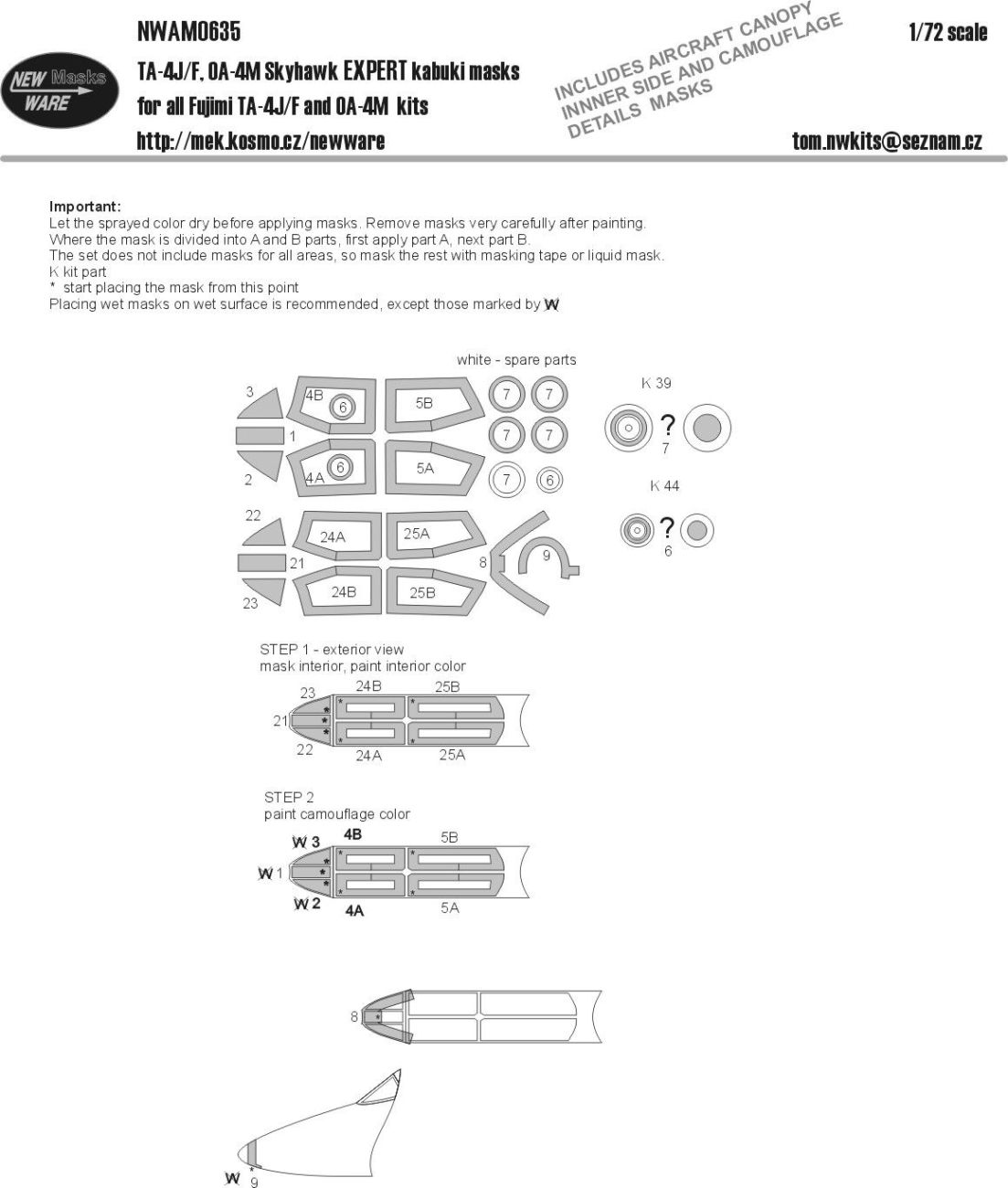 1:72 TA-4J/F, OA-4M Skyhawk EXPERT kabuki masks