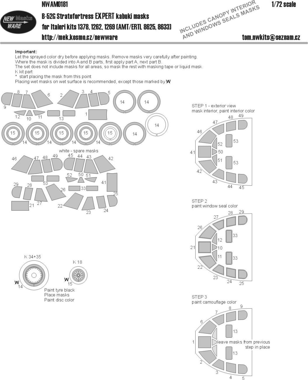 1:72 Boeing B-52G/B-52H Stratofortress EXPERT kabuki masks