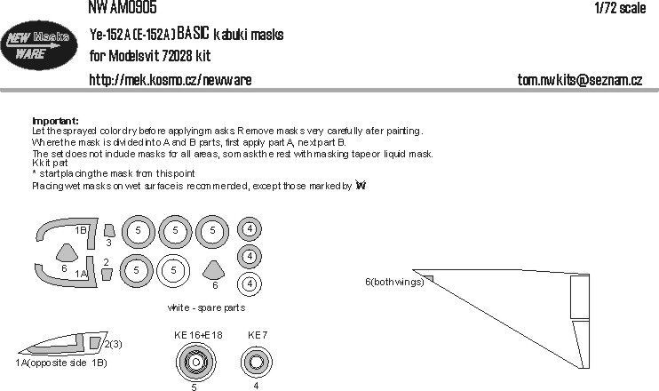 1:72 Ye-152A (E-152A) BASIC kabuki masks