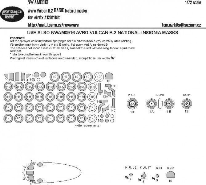 1:72 Avro Vulcan B.2 BASIC kabuki masks
