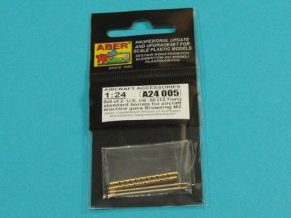 1:24 Set of 2 standard .50 (12.7mm) barrels for American Browning M2 machine guns