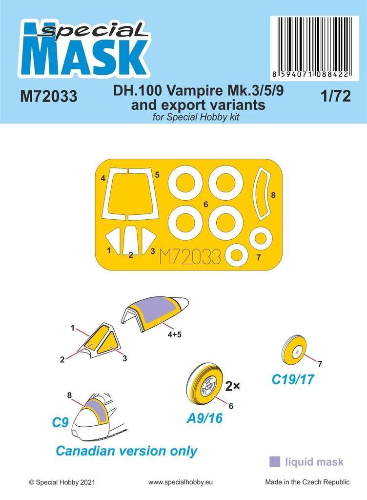 1:72 DH.100 Vampire Mk.3/5/9 and export variants MASK