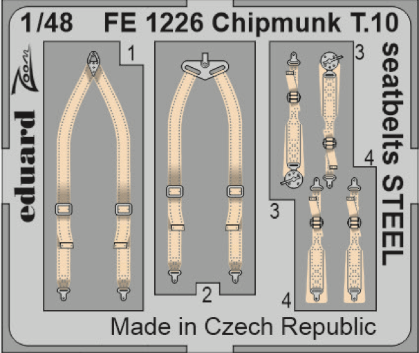 1:48 de Havilland Chipmunk T.10 seatbelts STEEL