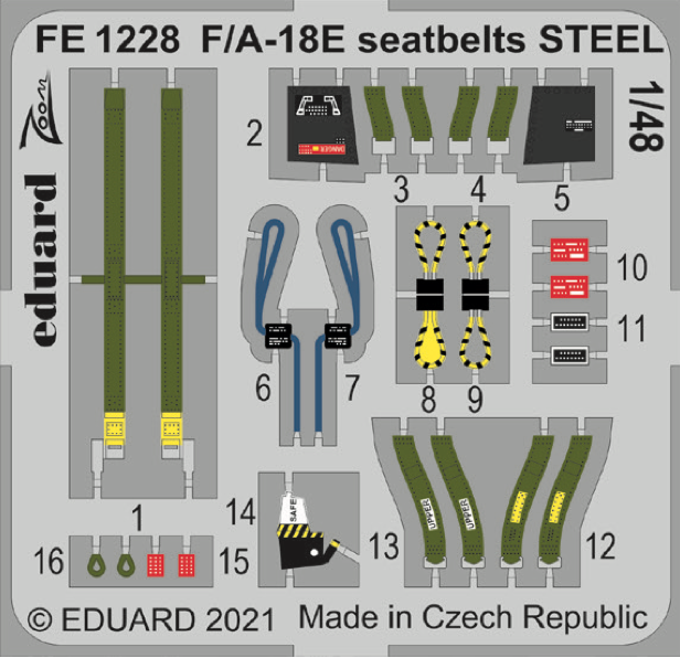 1:48 Boeing F/A-18E Super Hornet seatbelts STEEL