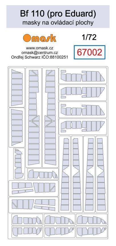 1:72 Bf 110 masky na ovládací plochy (pro Eduard)