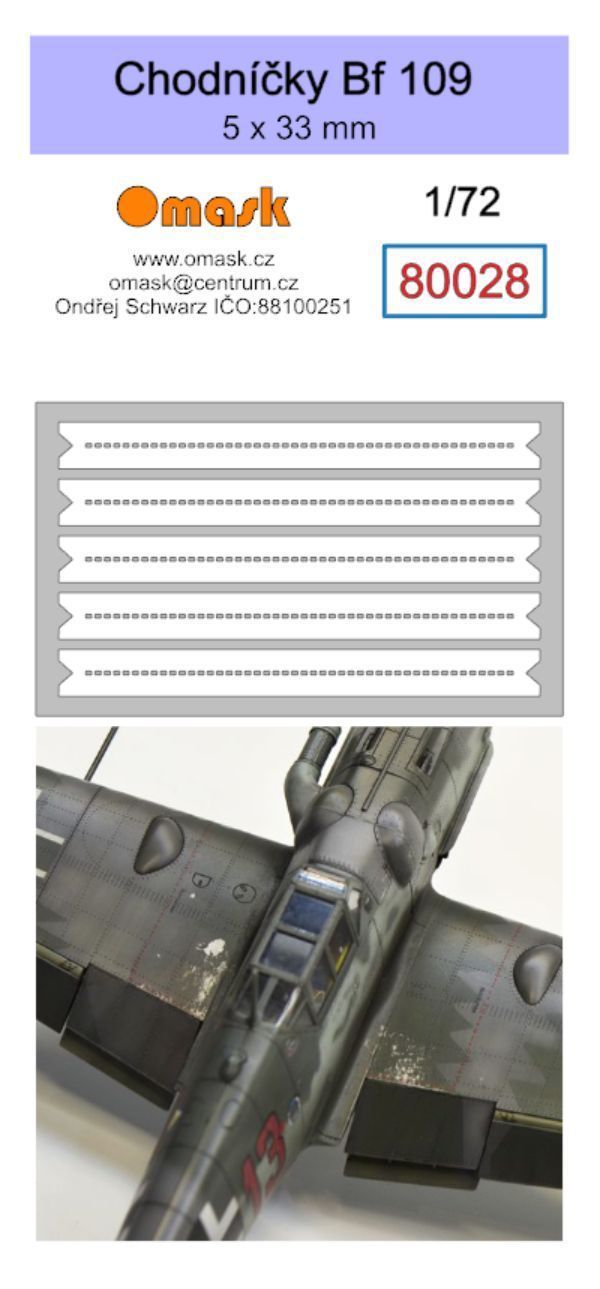 1:72 Chodníčky Bf 109 5 x 33 mm (Oramask)