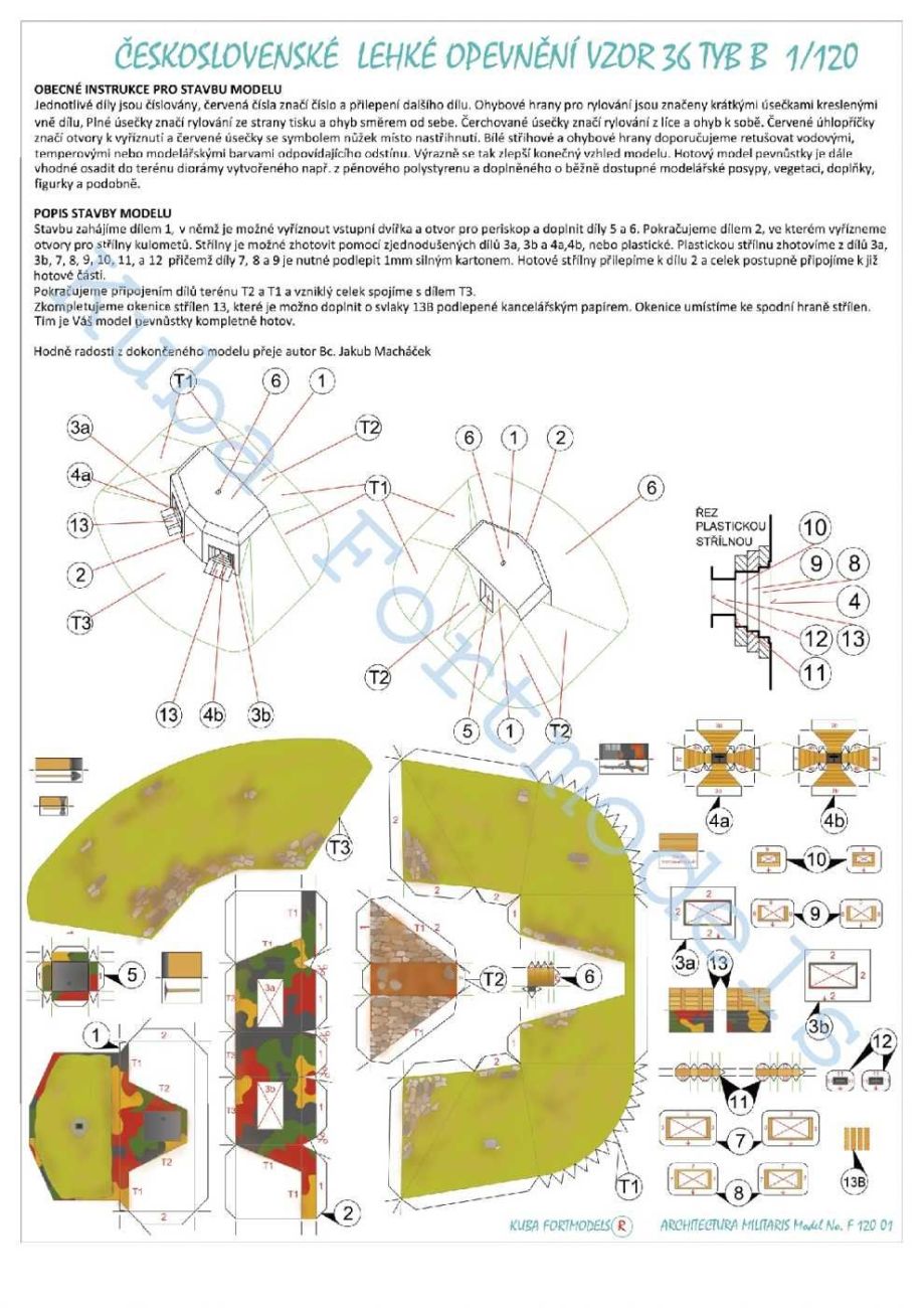 1:120 Československé lehké opevnění vzor 36 typ B (TT)