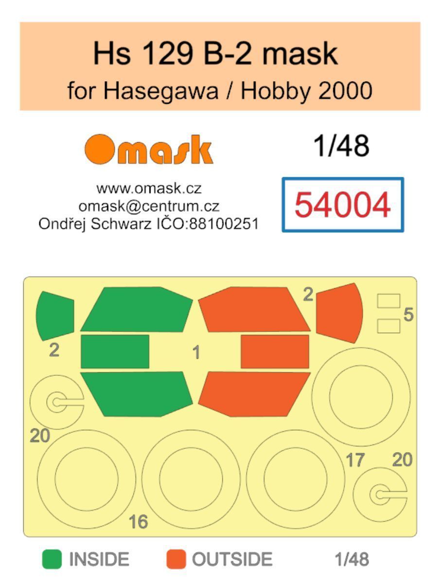 1:48 Hs 129 B-2 mask (Hasegawa/Revell/Hobby 2000)