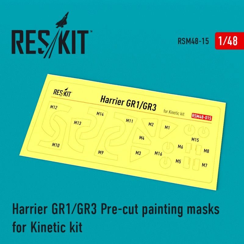 1:48 Harrier GR1/GR3 Pre-cut painting masks for Kinetic kit
