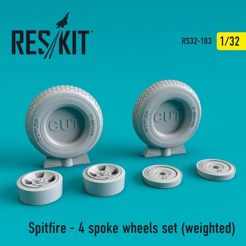1:32 Spitfire - 4 spoke wheels set (weighted)
