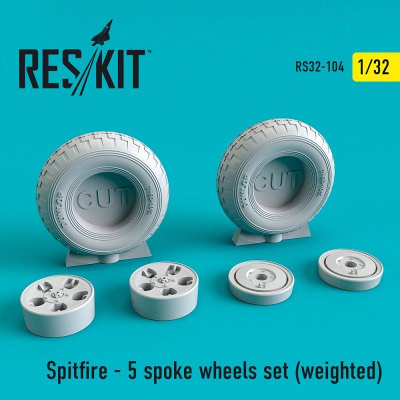 1:32 Spitfire - 5 spoke wheels set weighted