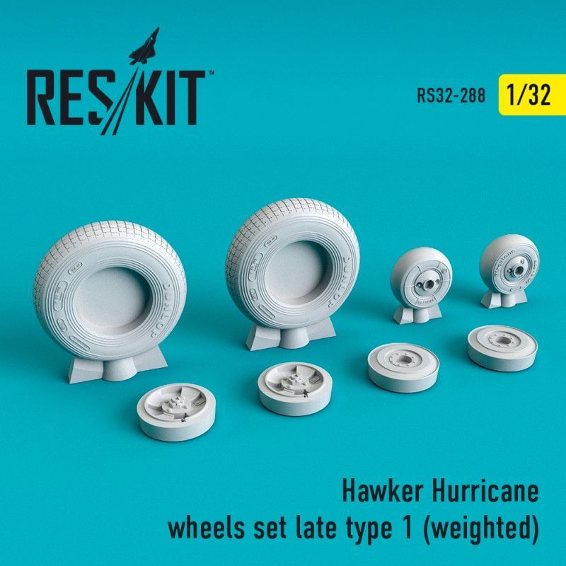 1:32 Hawker Hurricane wheels set late type 1 (weighted)