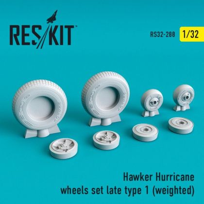 1:32 Hawker Hurricane wheels set late type 1 (weighted)