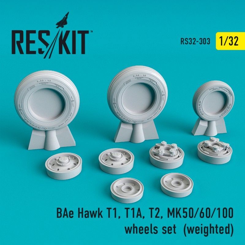 1:32 BAe Hawk T.1, T.1A, T.2, Mk.50/Mk.60/Mk.100 wheels set (weighted)