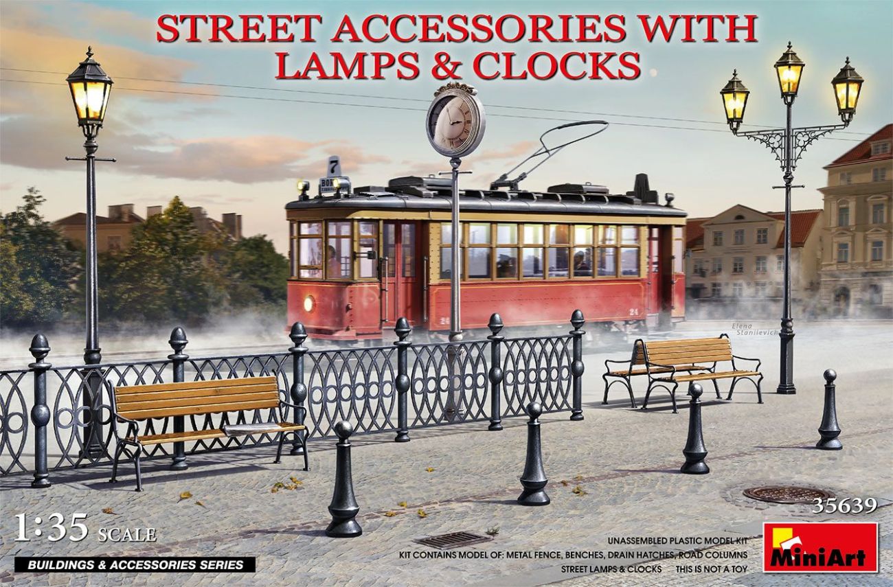 1:35 STREET ACCESSORIES WITH LAMPS & CLOCKS