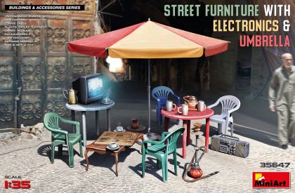 1:35 STREET FURNITURE WITH ELECTRONICS & UMBRELLA