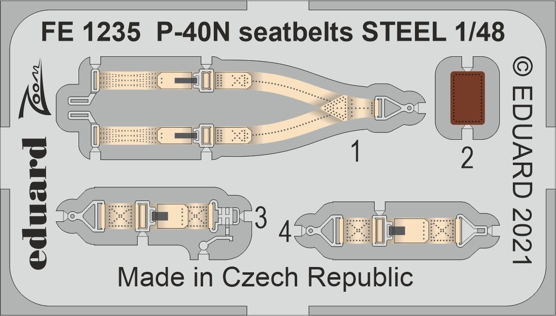 1:48 Curtiss P-40N seatbelts STEEL