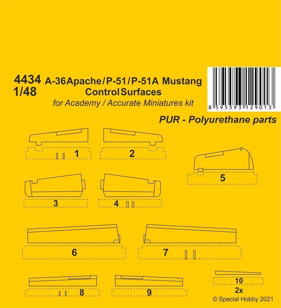 1:48 A-36 Apache / P-51 / P-51A Mustang Control Surfaces
