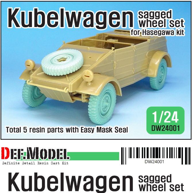 1:24 WW2 Kubelwagen sagged wheel set