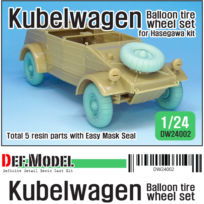 1:24 WW2 Kubelwagen Balloon tire wheel set