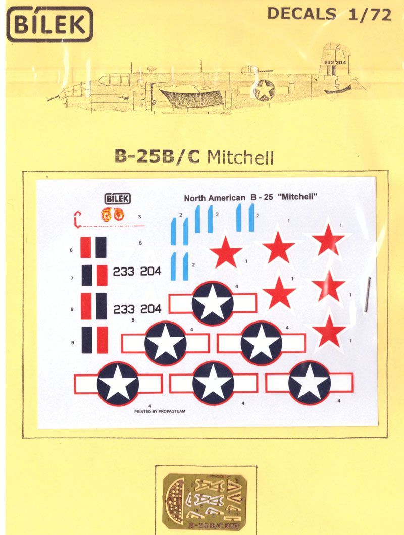 1:72 B-25B/C Obtisky + lepty