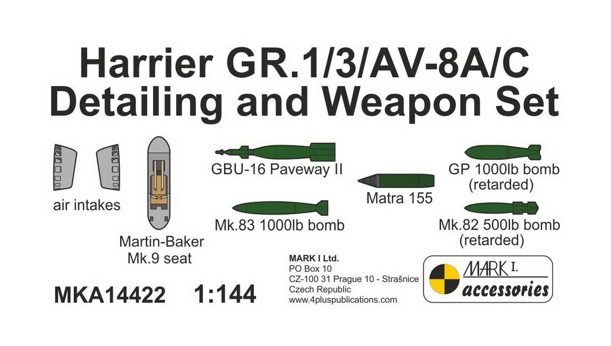 1:144 Harrier GR.1/3/AV-8A/C Detailing and Weapon Set