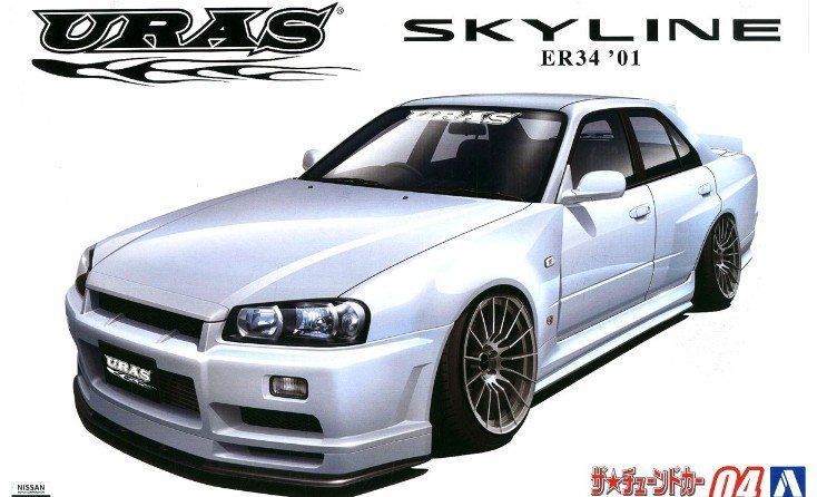 1:24 URAS ER34 SKYLINE TYPE-R 2001 THE TUNED CAR NO.4