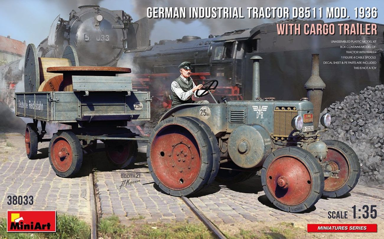 1:35 GERMAN INDUSTRIAL TRACTOR D8511 MOD. 1936 WITH CARGO TRAILER