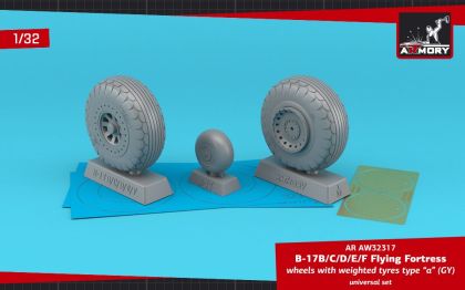 1:32 B-17B/C/D/E/F Flying Fortress wheels w/ weighted tyres type 