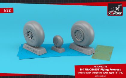 1:32 B-17B/C/D/E/F Flying Fortress wheels w/ weighted tyres type 