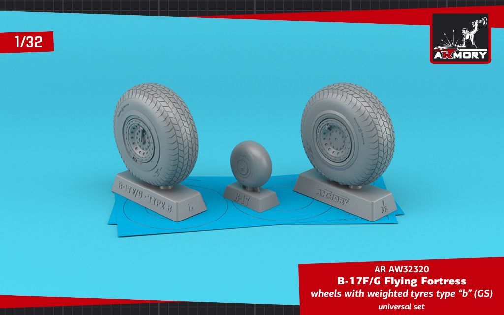 1:32 B-17F/G Flying Fortress wheels w/ weighted tyres type 