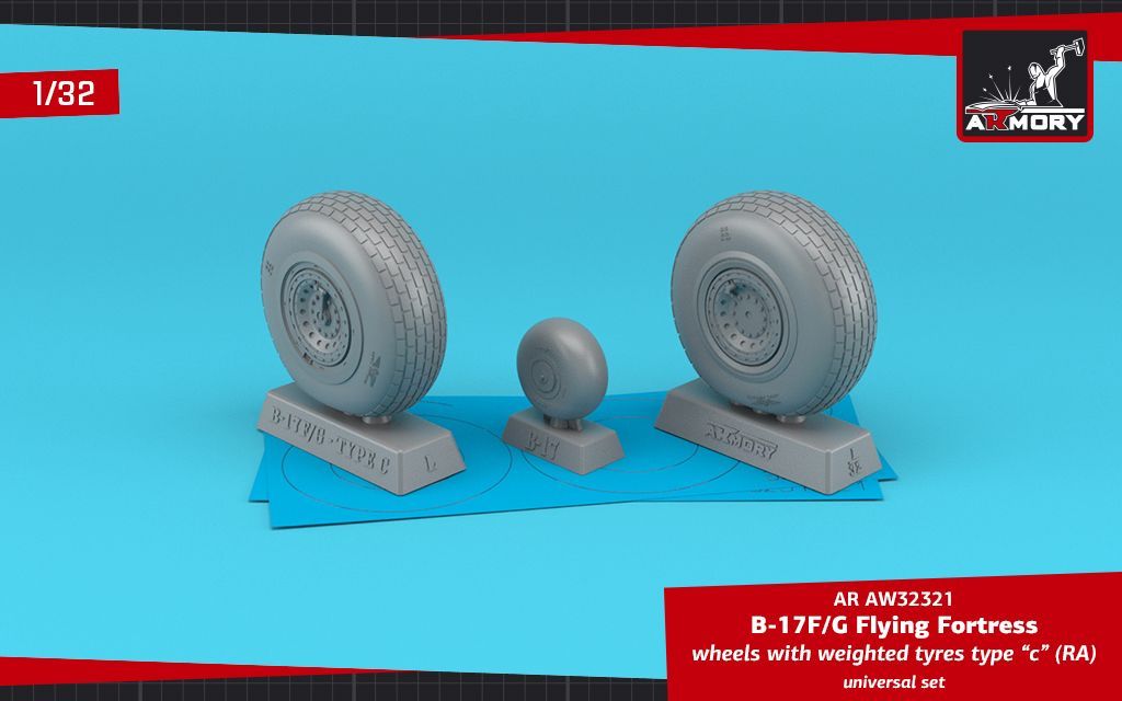 1:32 B-17F/G Flying Fortress wheels w/ weighted tyres type 