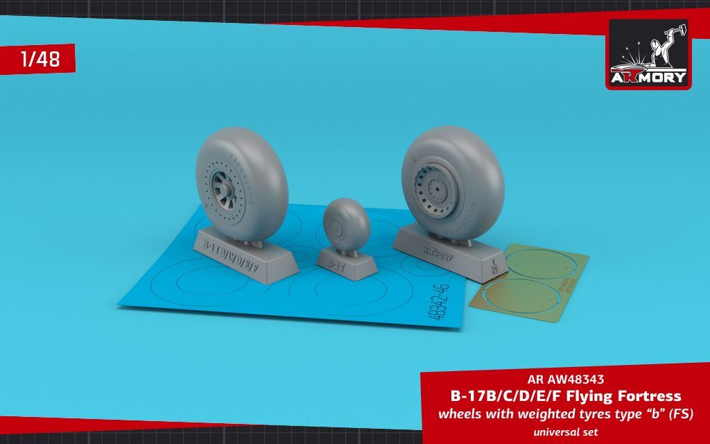 1:48 B-17B/C/D/E/F Flying Fortress wheels w/ weighted tyres type 