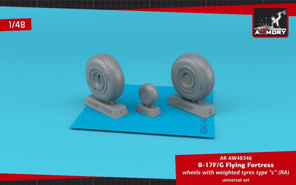 1:48 B-17F/G Flying Fortress wheels w/ weighted tyres type 