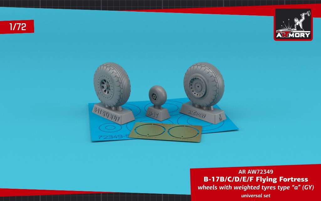 1:72 B-17B/C/D/E/F Flying Fortress wheels w/ weighted tyres type 