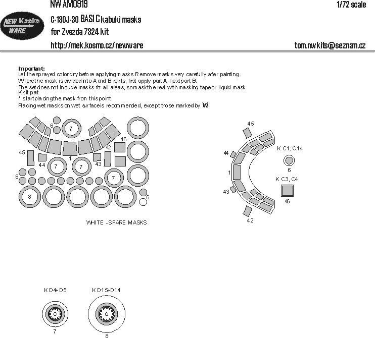 1:72 C-130J-30 Hercules BASIC kabuki masks