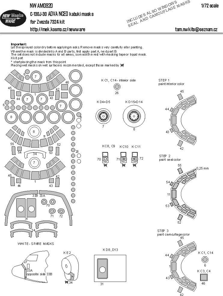 1:72 C-130J-30 Hercules ADVANCED kabuki masks