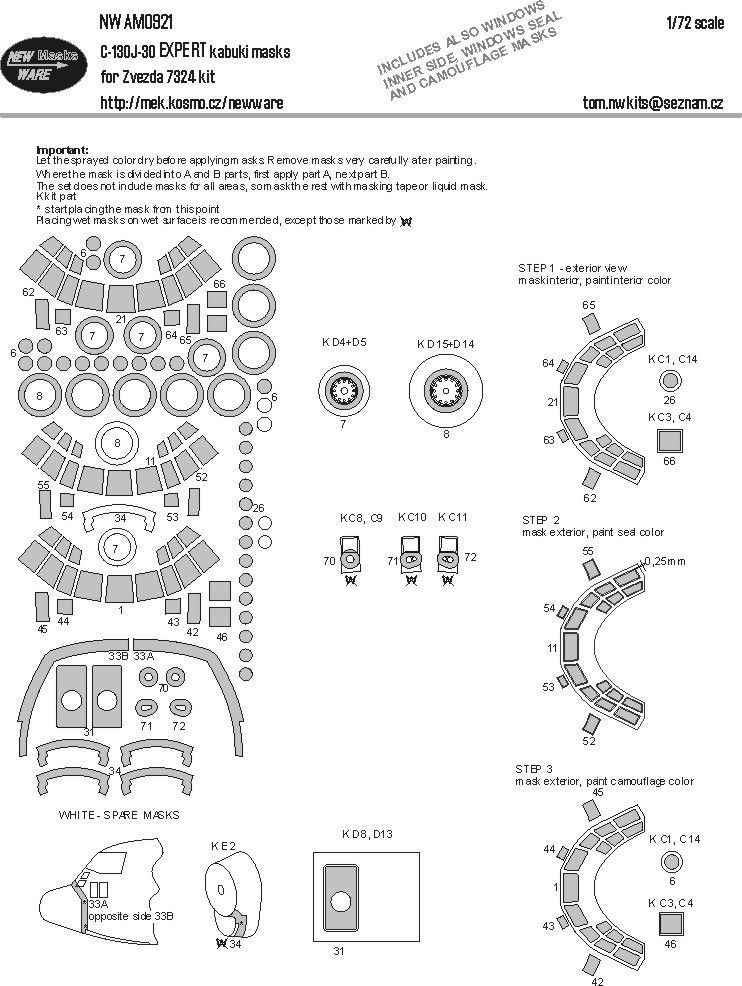 1:72 C-130J-30 Hercules EXPERT kabuki masks