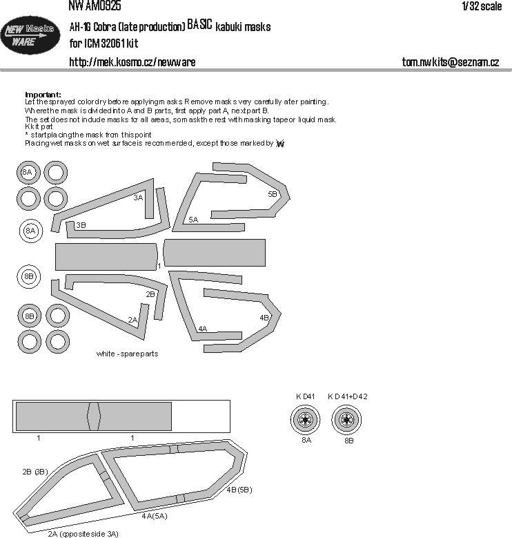 1:32 AH-1G (late production) BASIC kabuki masks