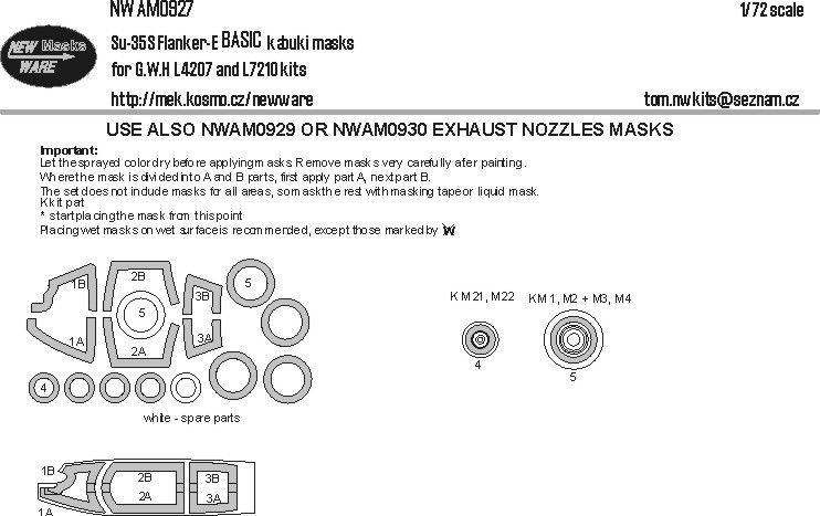 1:72 Sukhoi Su-35S Flanker E BASIC kabuki masks