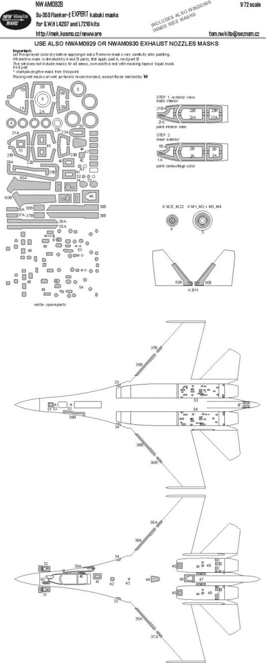 1:72 Su-35S Flanker E EXPERT kabuki masks