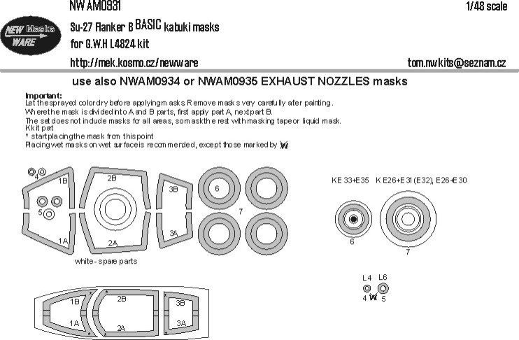 1:48 Su-27 Flanker B BASIC kabuki masks