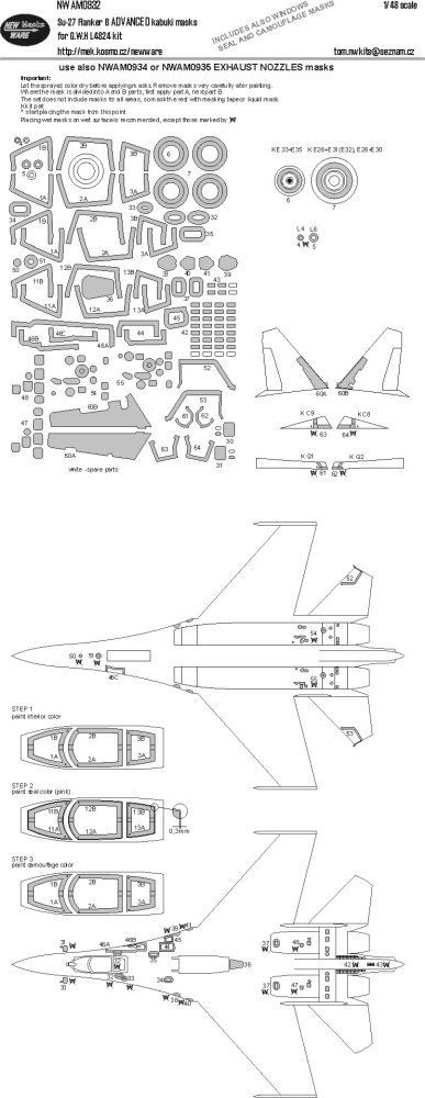 1:48 Su-27 Flanker B ADVANCED kabuki masks