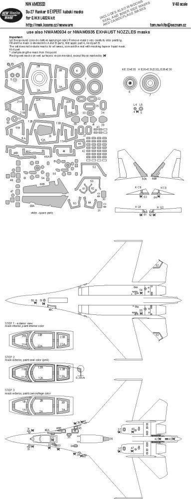 1:48 Su-27 Flanker B EXPERT kabuki masks