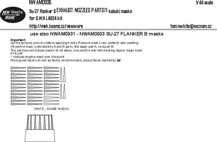 1:48 Su-27 Flanker B EXHAUST NOZZLES kabuki masks