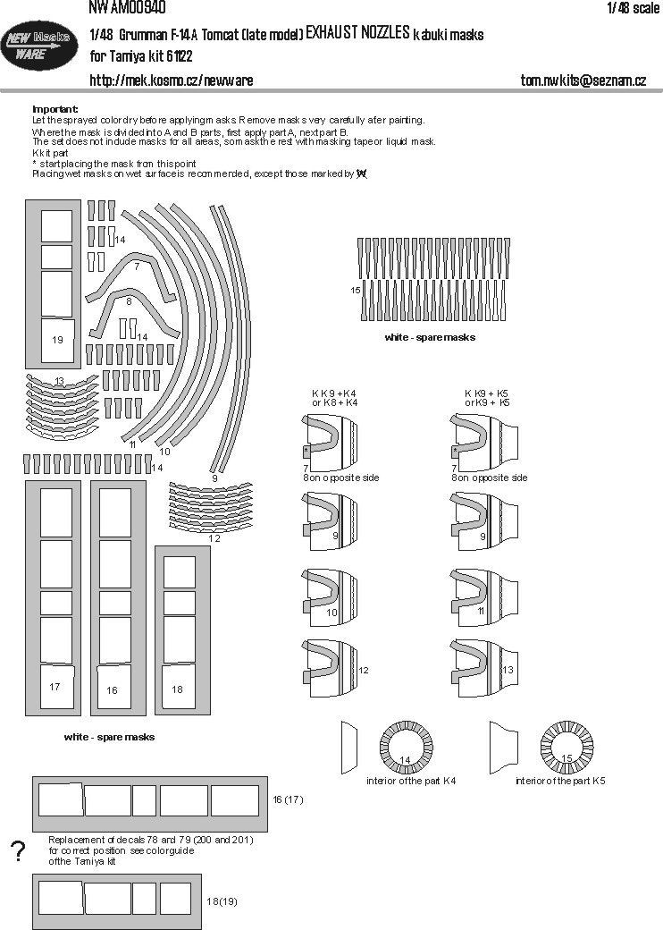 1:48 Grumman F-14A Tomcat (late) EXHAUSTNUZZLES kabuki mask