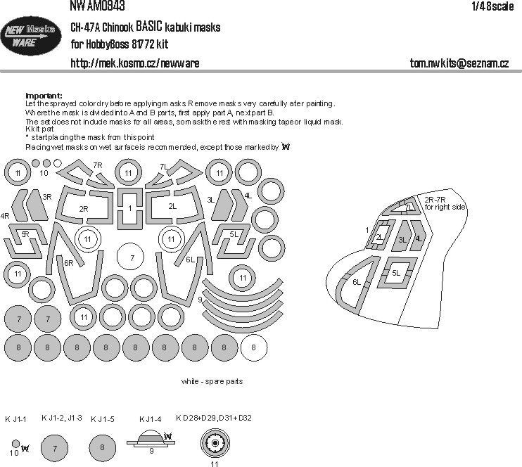1:48 CH-47A Chinook BASIC kabuki masks